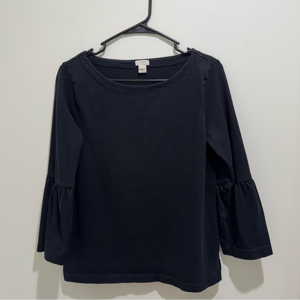 J.Crew Bell Sleeve Top Black Cotton Size‎ S